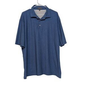 Peter Millar Summer Comfort Blue Micro Polka Dot Performance Polo Shirt Mens XL